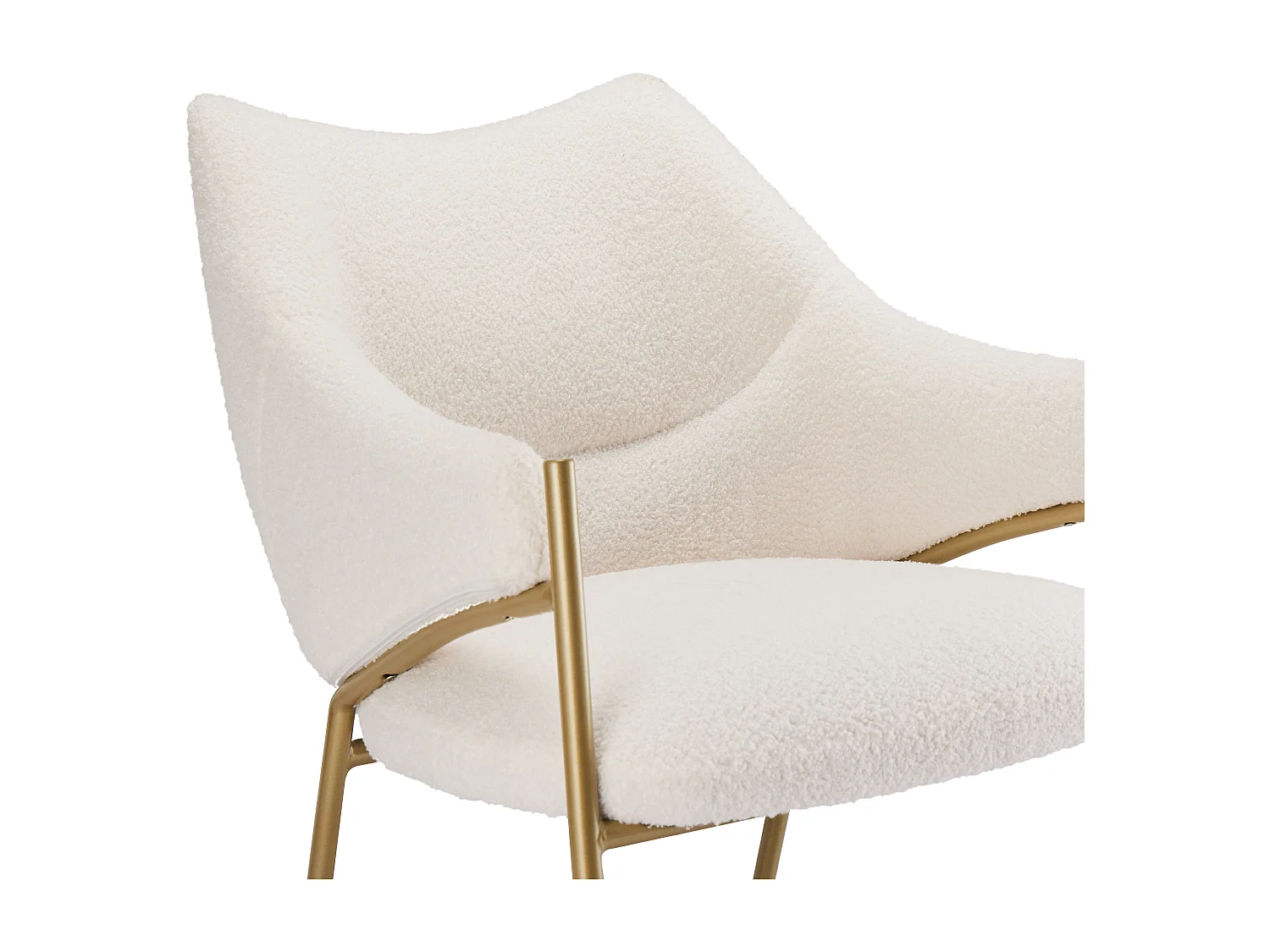 Lot de 4 Chaises de salle à manger avec accoudoirs - tissu en sherpa - style moderne - Beige