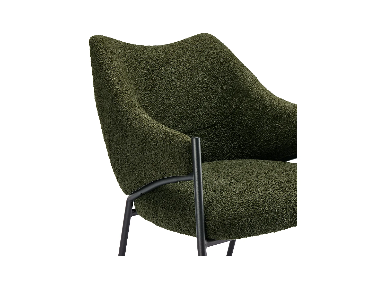 Lot de 4 Chaises de salle à manger avec accoudoirs - tissu en sherpa - style moderne - Vert