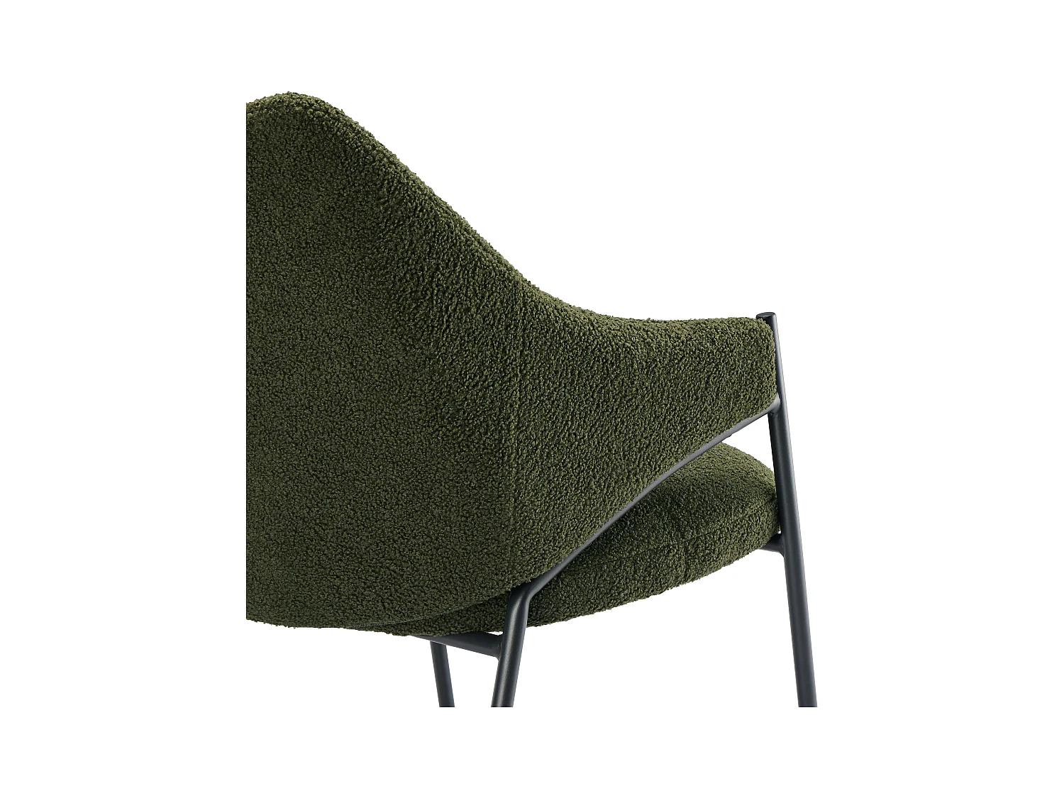 Lot de 4 Chaises de salle à manger avec accoudoirs - tissu en sherpa - style moderne - Vert