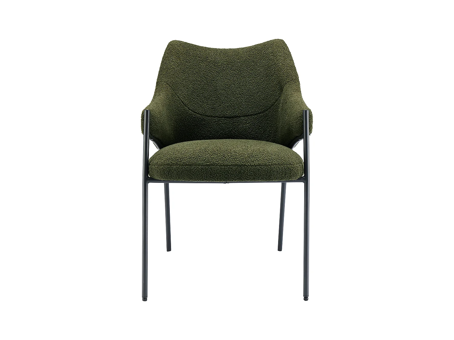 Lot de 4 Chaises de salle à manger avec accoudoirs - tissu en sherpa - style moderne - Vert