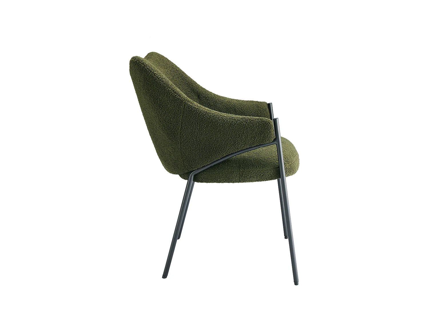 Lot de 4 Chaises de salle à manger avec accoudoirs - tissu en sherpa - style moderne - Vert