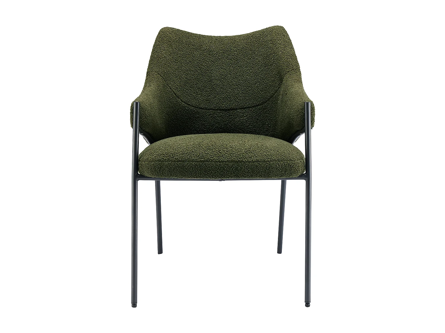Lot de 4 Chaises de salle à manger avec accoudoirs - tissu en sherpa - style moderne - Vert