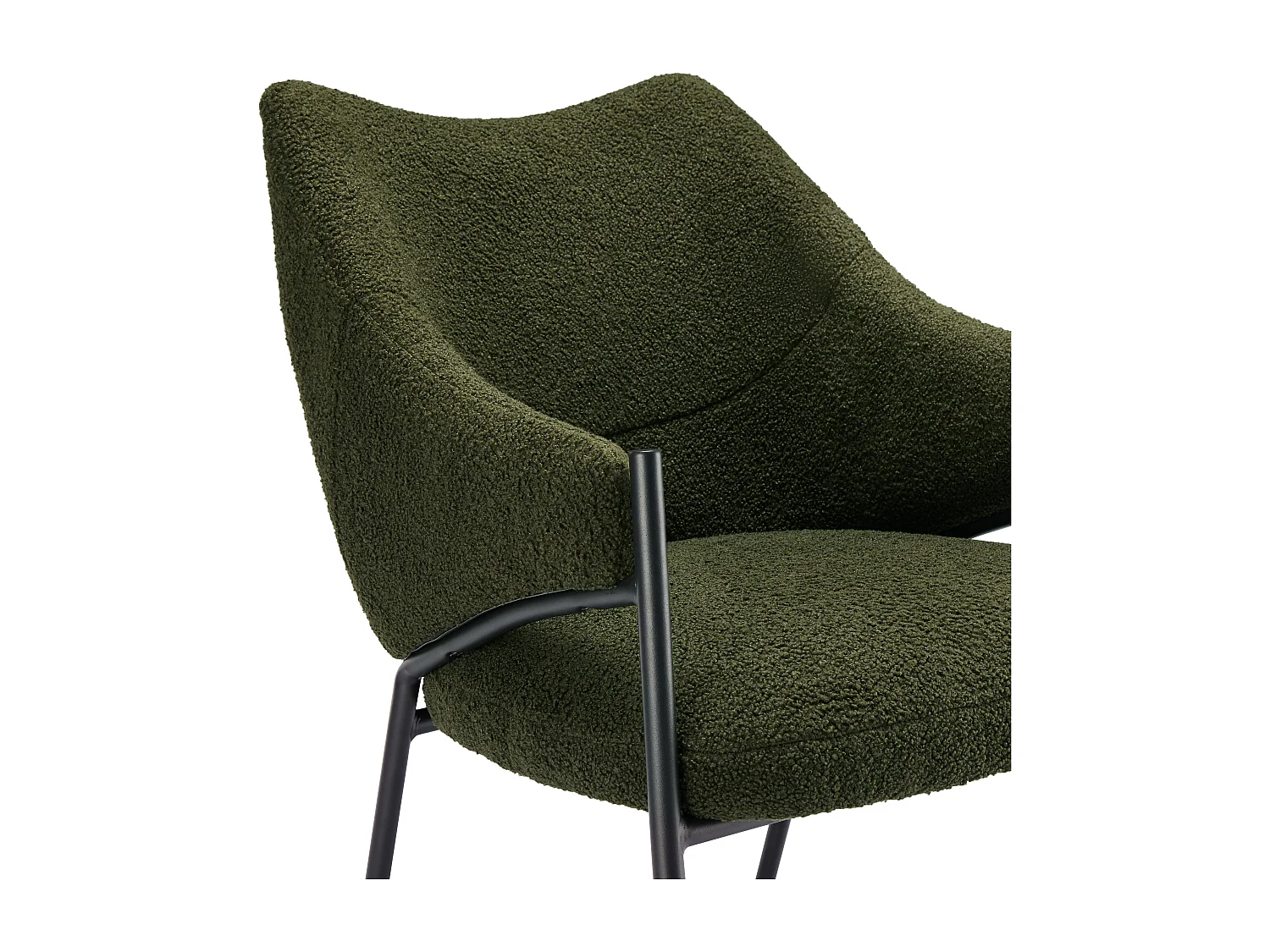 1 Chaise de salle à manger avec accoudoirs - tissu en sherpa - style moderne - Vert