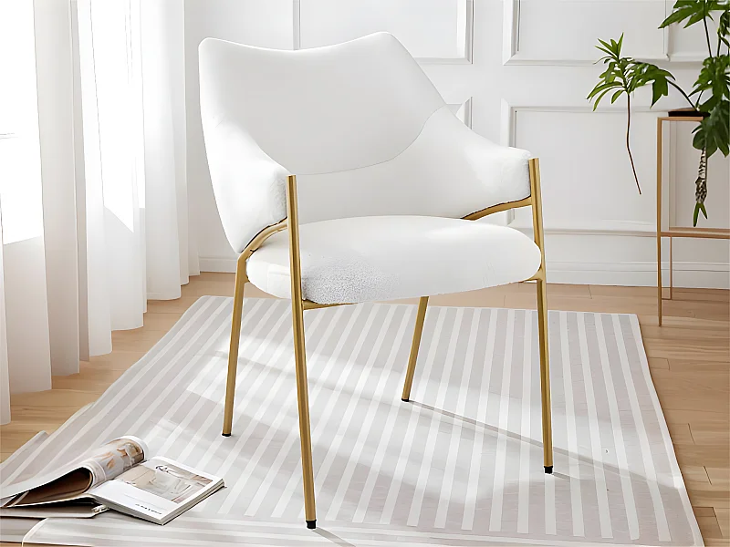 1 Eetkamerstoel met armleuningen - sherpa stof - moderne stijl - Beige