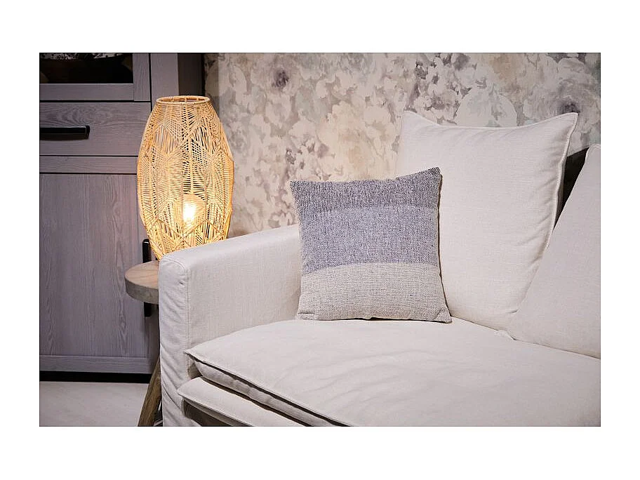 Lot 2 coussins carrés 40 x 40 cm coton brodé dégradé de bleu - ABYSS