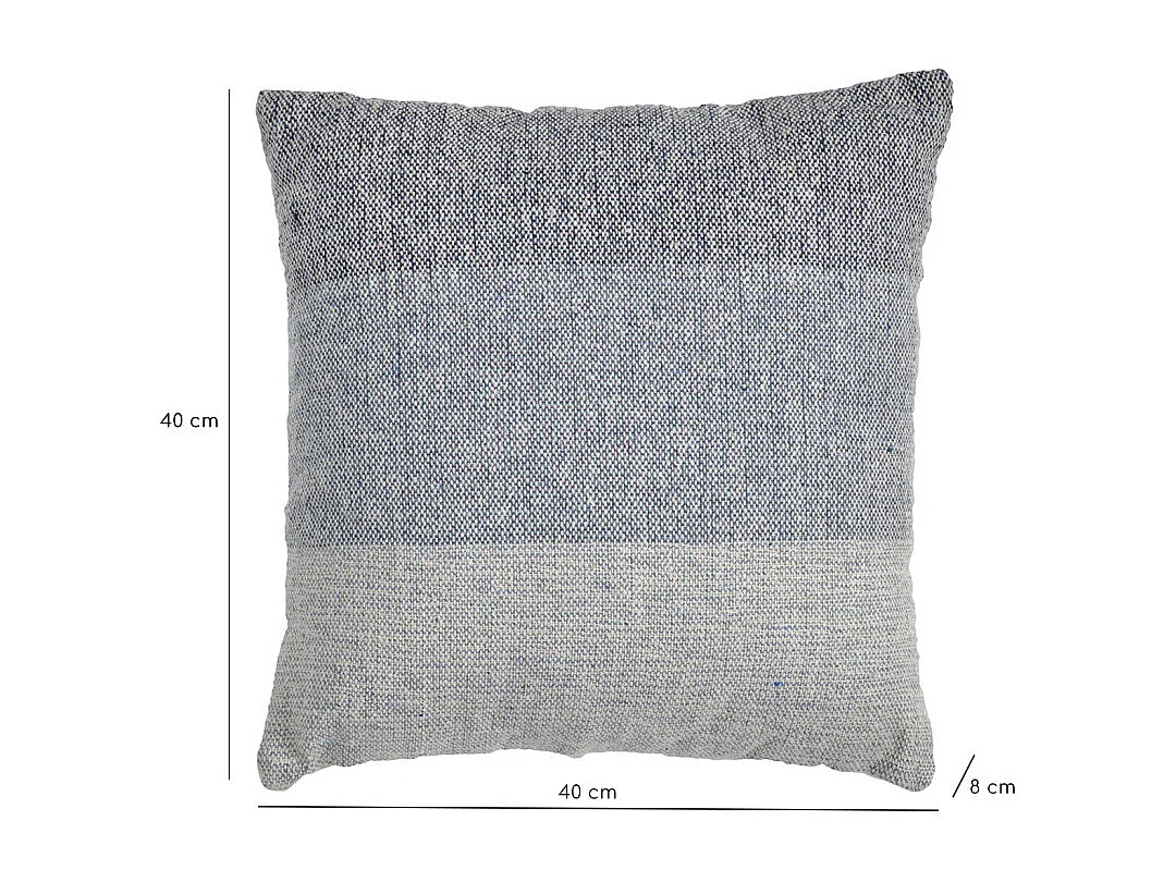 Coussin carré 40 x 40 cm coton brodé dégradé de bleu et écru - ABYSS