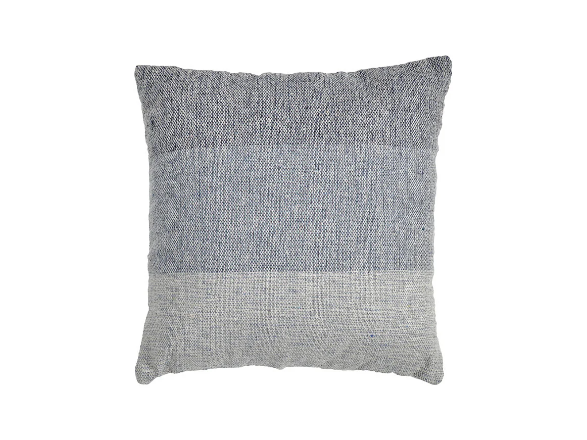 Coussin carré 40 x 40 cm coton brodé dégradé de bleu et écru - ABYSS