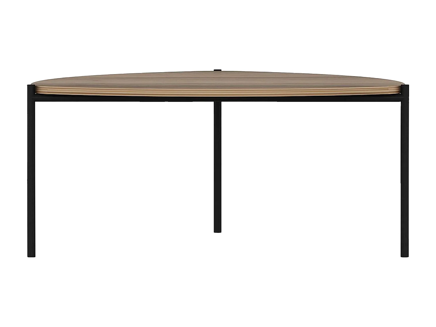 Driehoekige salontafel in staal en FSC-houteffect