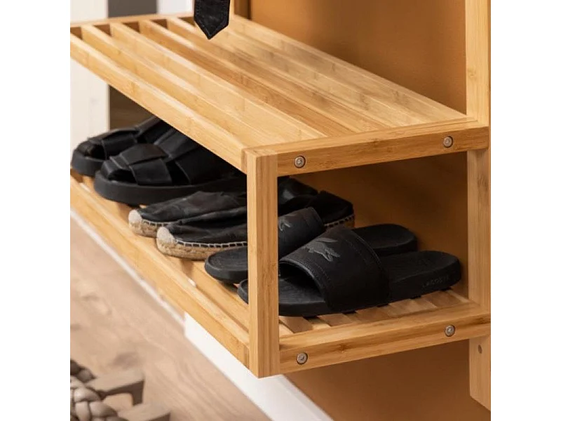 Bali portemanteau 1 barre de suspension, 3 tablettes bambou.