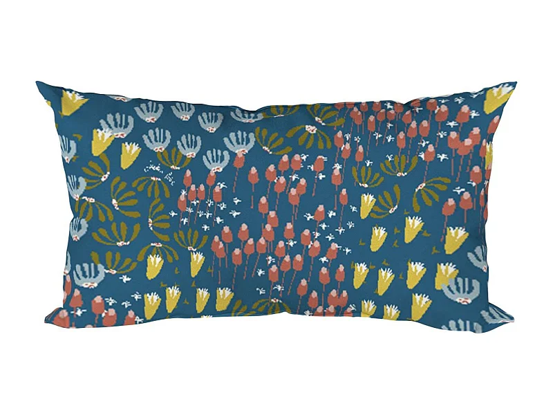 Coussin décoratif en tissu imprimé Eveil 50 x 30 cm