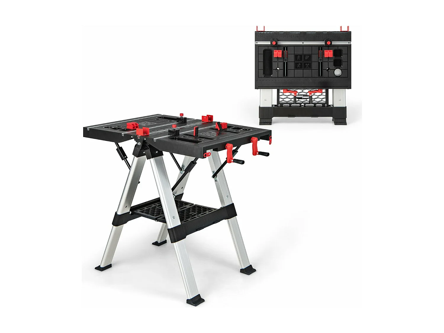 Établi pliable avec plate-forme noire 82 x 63 x 82 cm 20_0005346