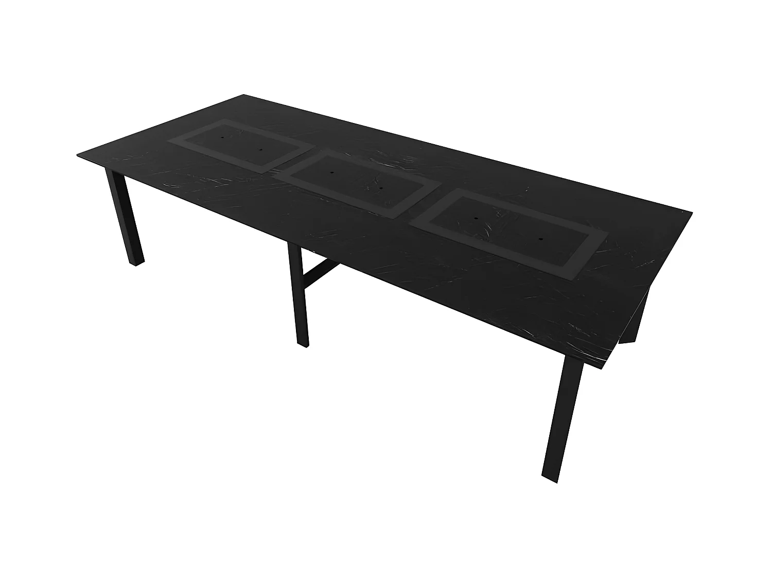 Table de jardin 10-12 personnes 280 X 120 X 75 cm - Noir effet marbré