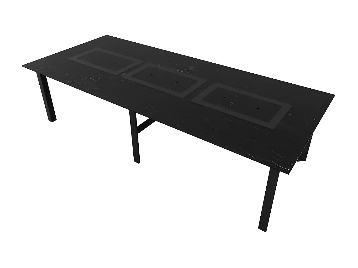Table de jardin 10-12 personnes 280 X 120 X 75 cm - Noir effet marbré