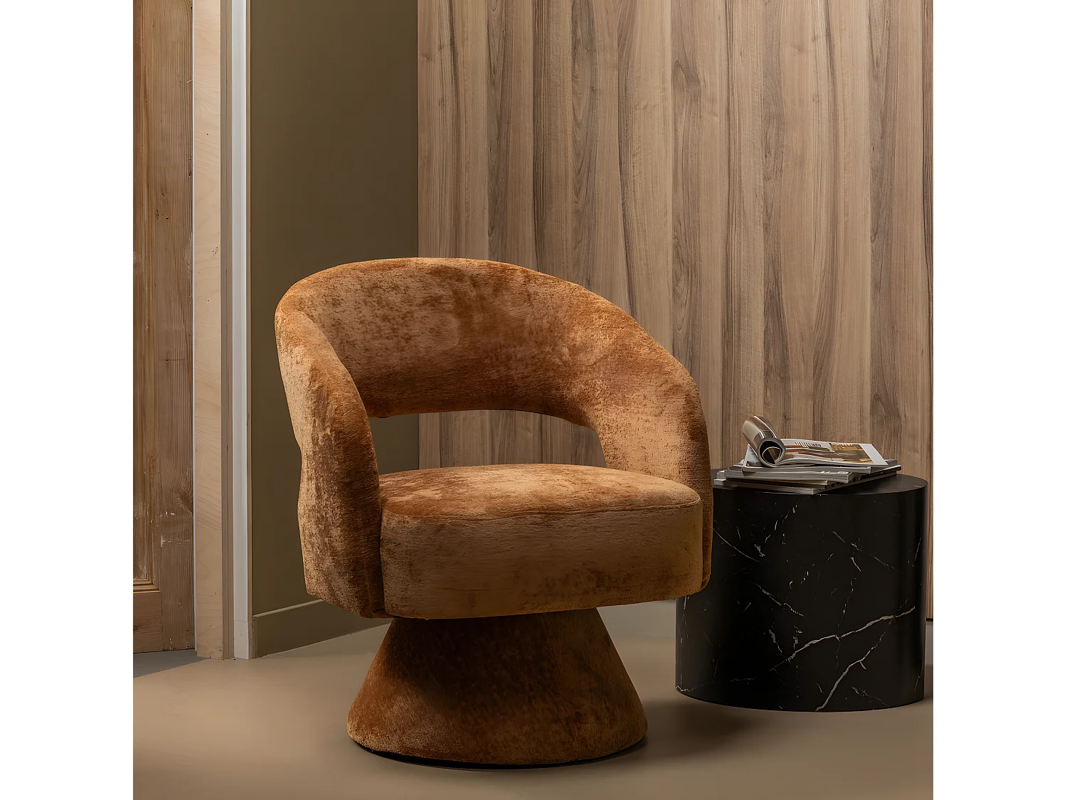 Quint - Table d'appoint ovale en bois 48x33cm - Noir