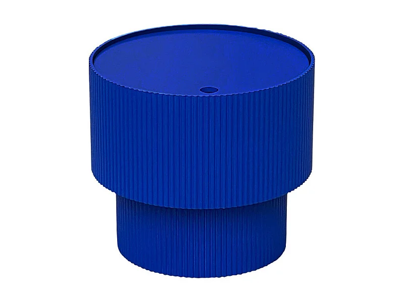 Sand II - Table d'appoint avec rangement en bois ø38,5cm - Bleu électrique