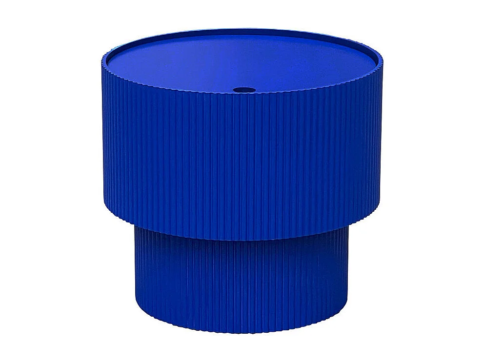 Sand II - Table d'appoint avec rangement en bois ø38,5cm - Bleu électrique