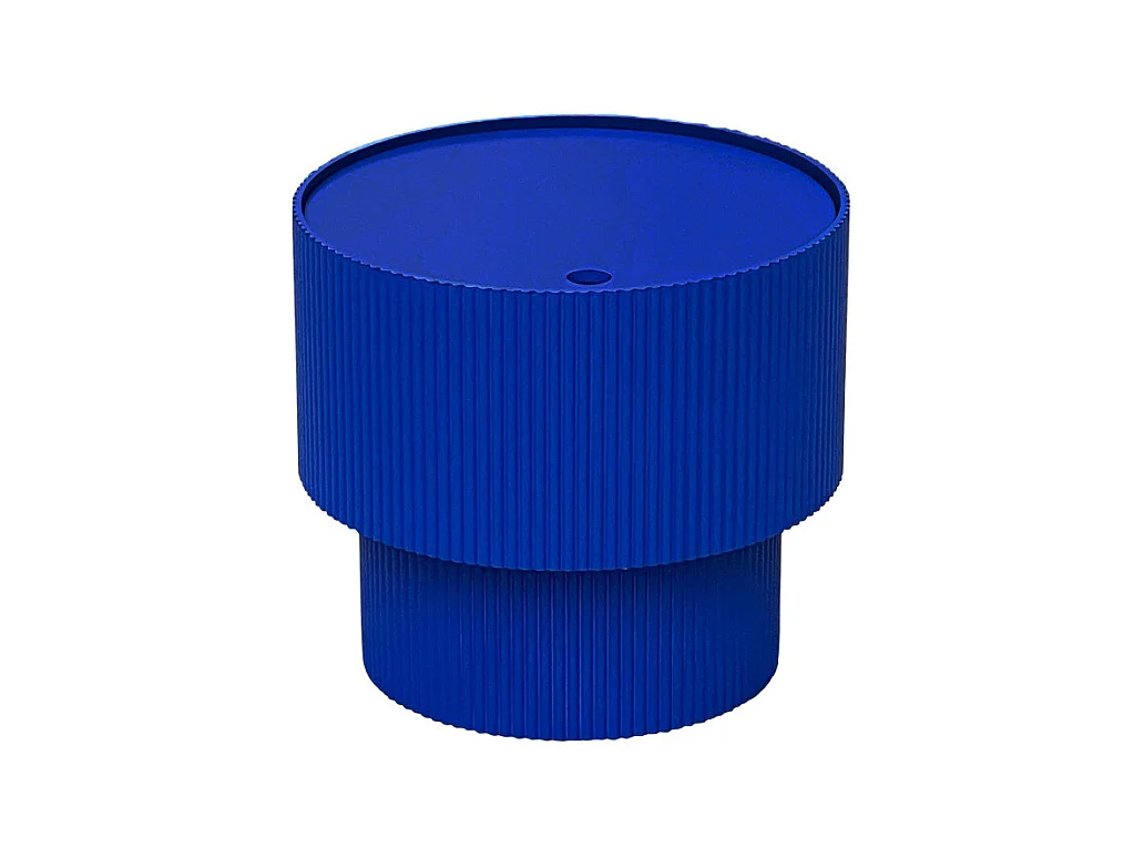 Sand II - Table d'appoint avec rangement en bois ø38,5cm - Bleu électrique