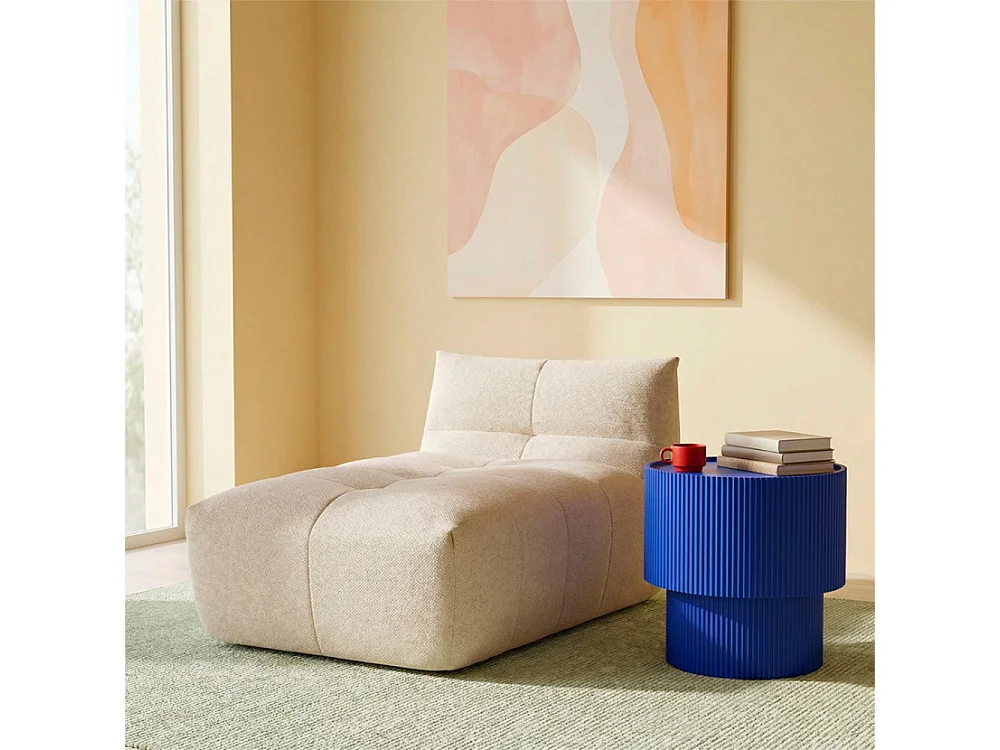 Sand II - Table d'appoint avec rangement en bois ø38,5cm - Bleu électrique