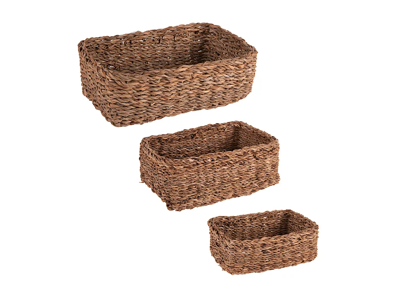 Set 3 paniers rectangulaires en jonc de mer