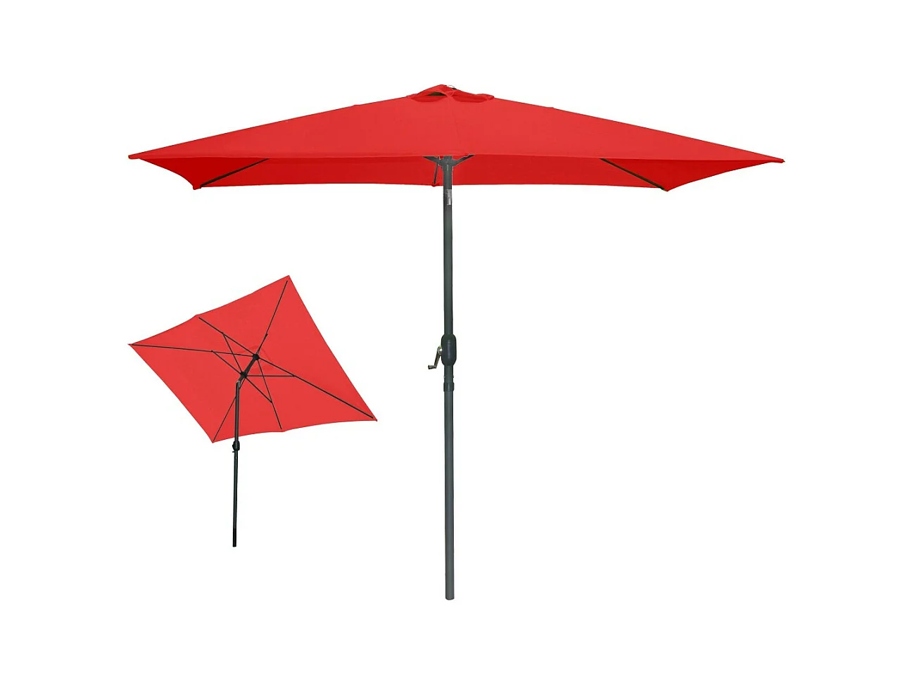 Parasol inclinable rectangulaire rouge 200x300x250 cm – Toile 180 g/m² déperlante