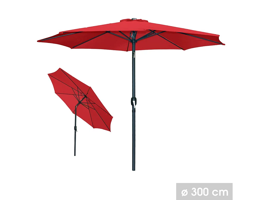 Guarda-sol inclinável redondo vermelho diâmetro 300cm