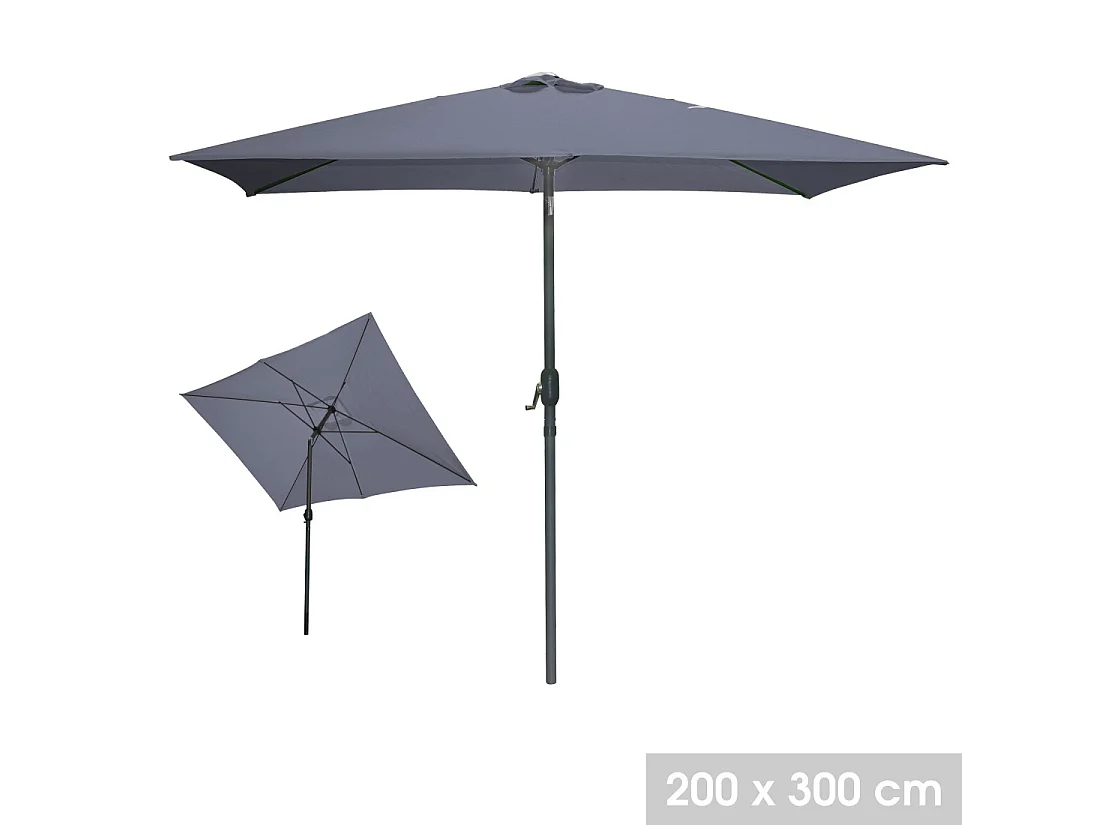 Guarda-sol reclinável retangular cinza antracite 200x300cm