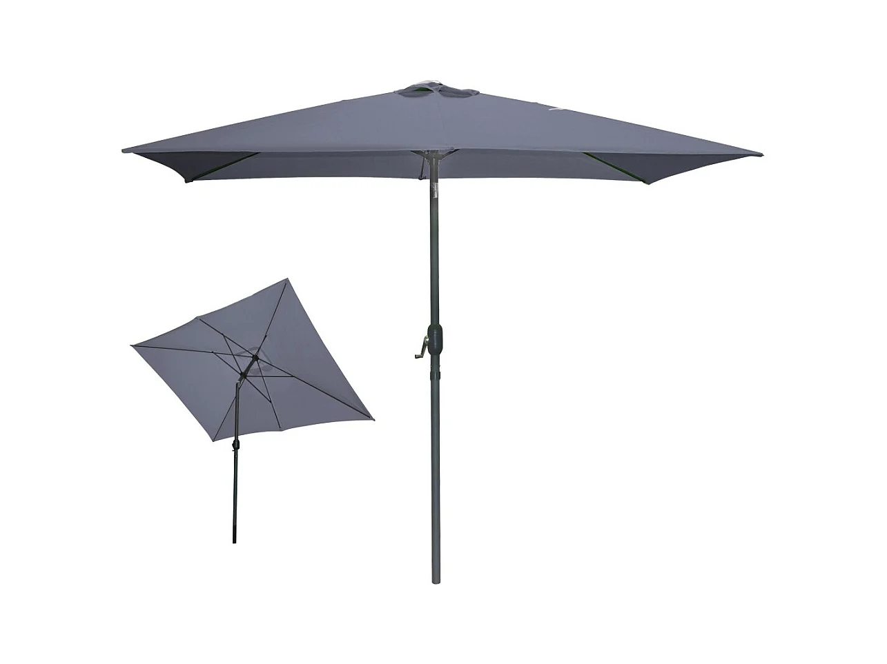 Parasol inclinable rectangulaire gris anthracite 200x300x250 cm – Toile 180 g/m² déperlante
