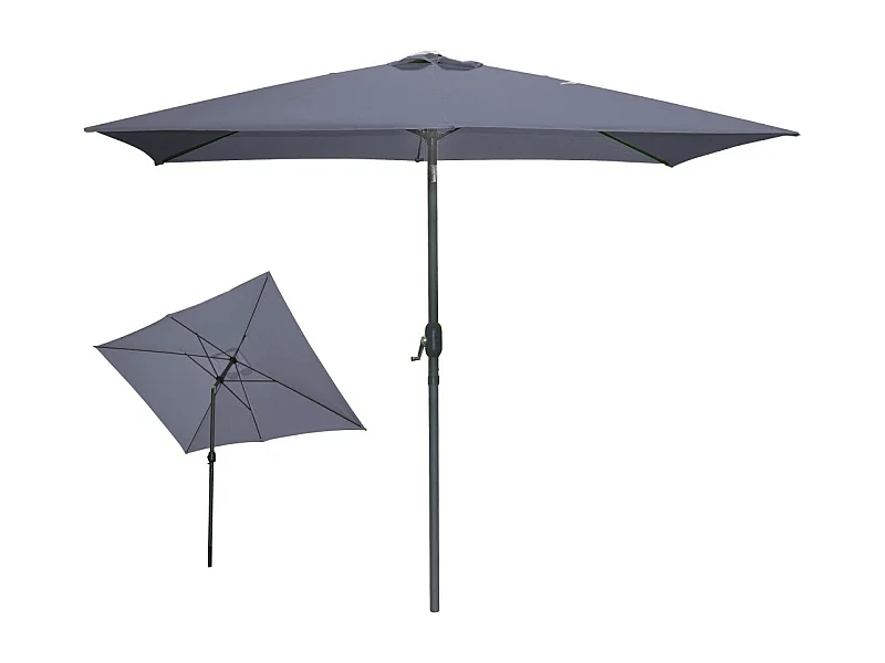 Parasol inclinable rectangulaire gris anthracite 200x300x250 cm – Toile 180 g/m² déperlante