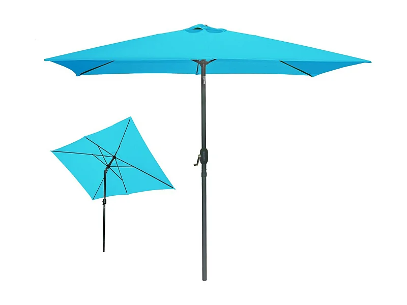 Rechthoekige turquoise kantelbare parasol 200x300 cm