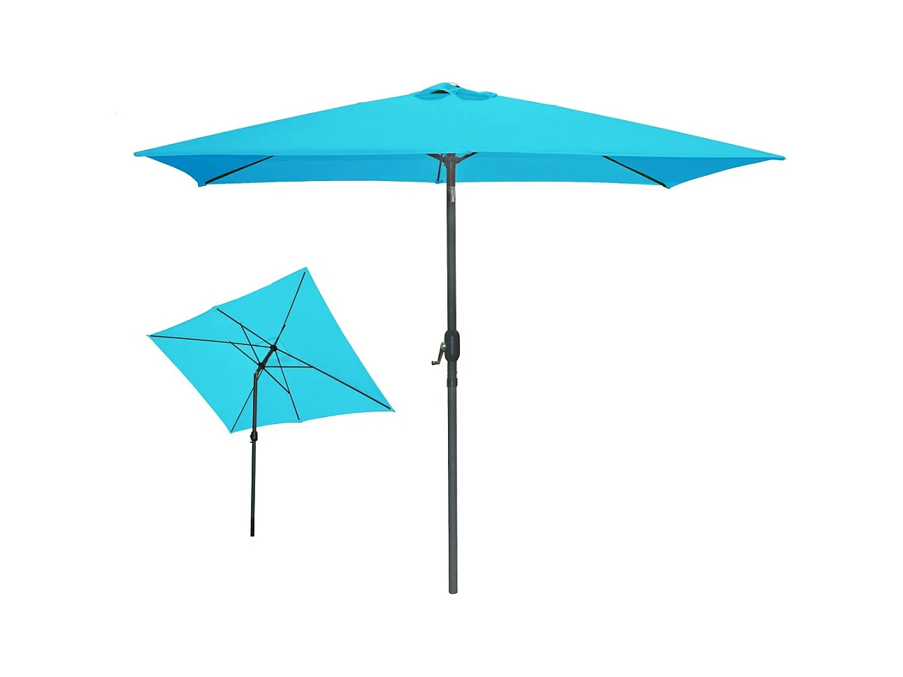 Parasol inclinable rectangulaire turquoise 200x300x250 cm – Toile 180 g/m² déperlante