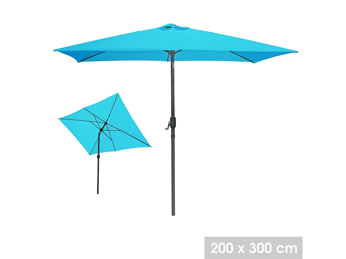 Rechteckiger türkisfarbener neigbarer Sonnenschirm 200x300 cm