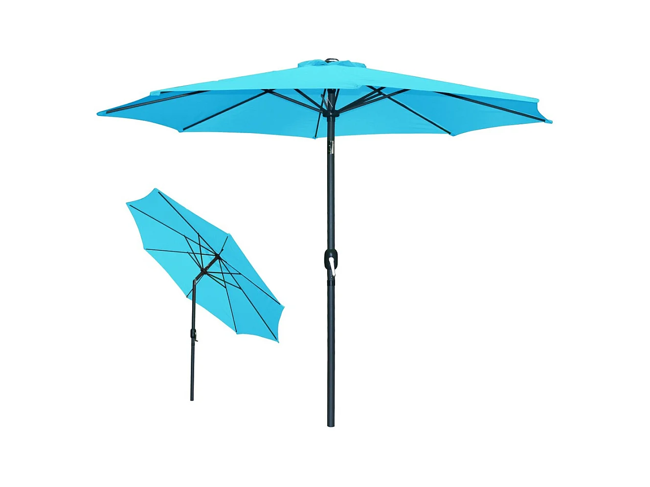 Ronde turquoise blauwe kantelbare parasol - Diameter 300 cm