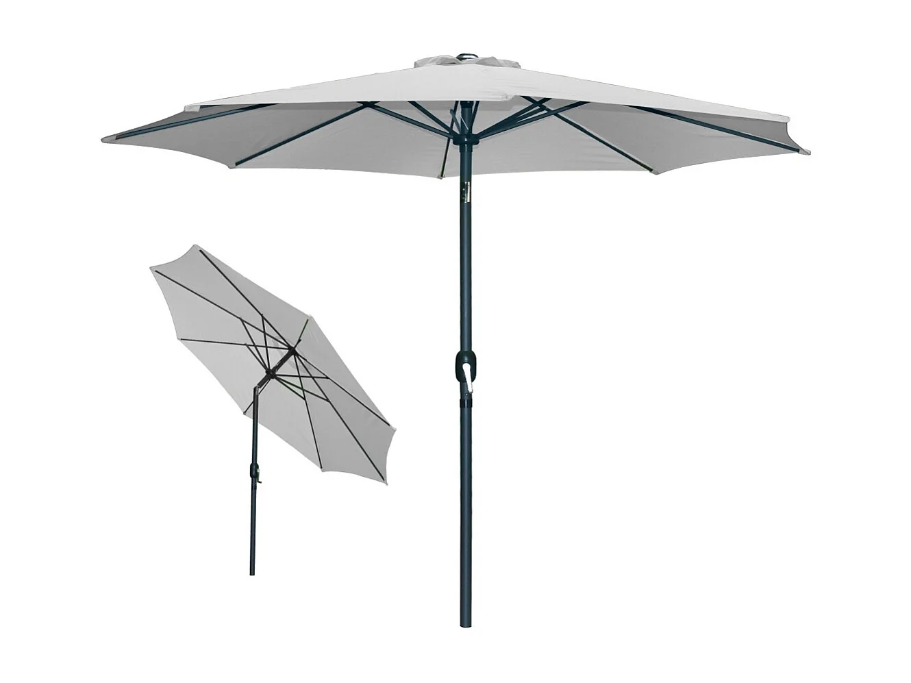 Ronde lichtgrijze kantelbare parasol - Diameter 300 cm