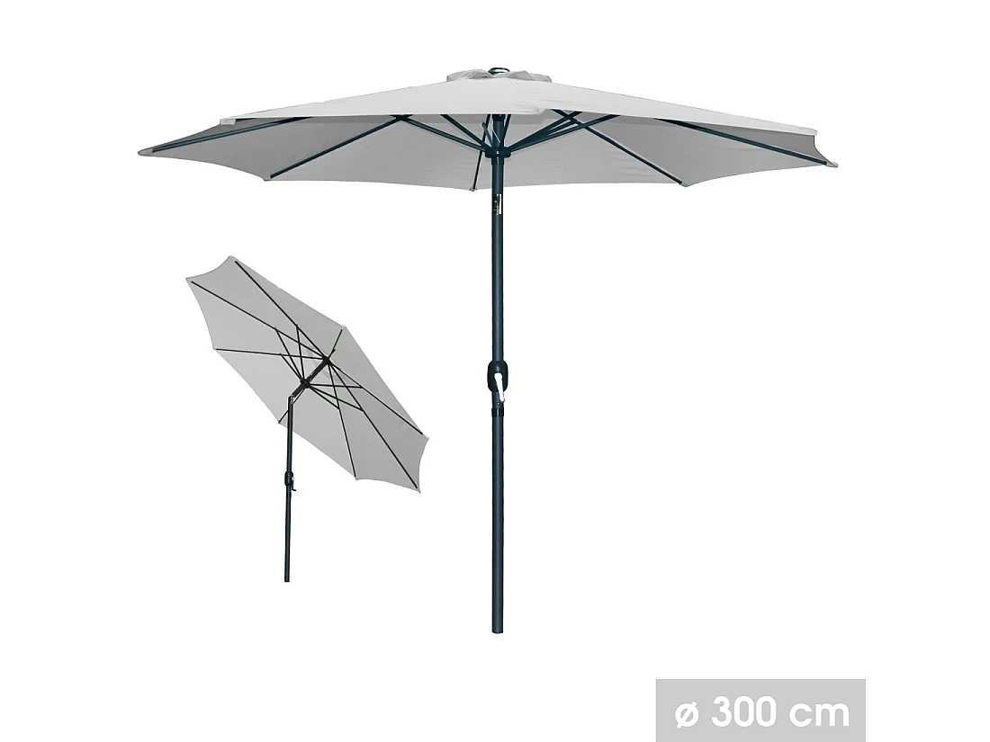 Ronde lichtgrijze kantelbare parasol - Diameter 300 cm