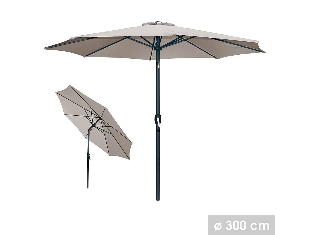 Ronde taupe kantelbare parasol - Diameter 300 cm
