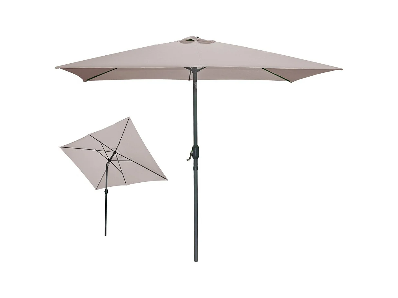 Parasol inclinable rectangulaire taupe 200x300x250 cm – Toile 180 g/m² déperlante