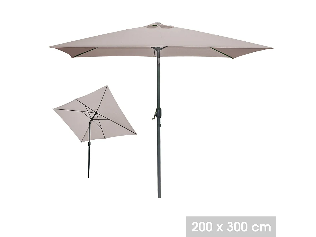 Guarda-sol reclinável retangular cor taupe 200x300cm