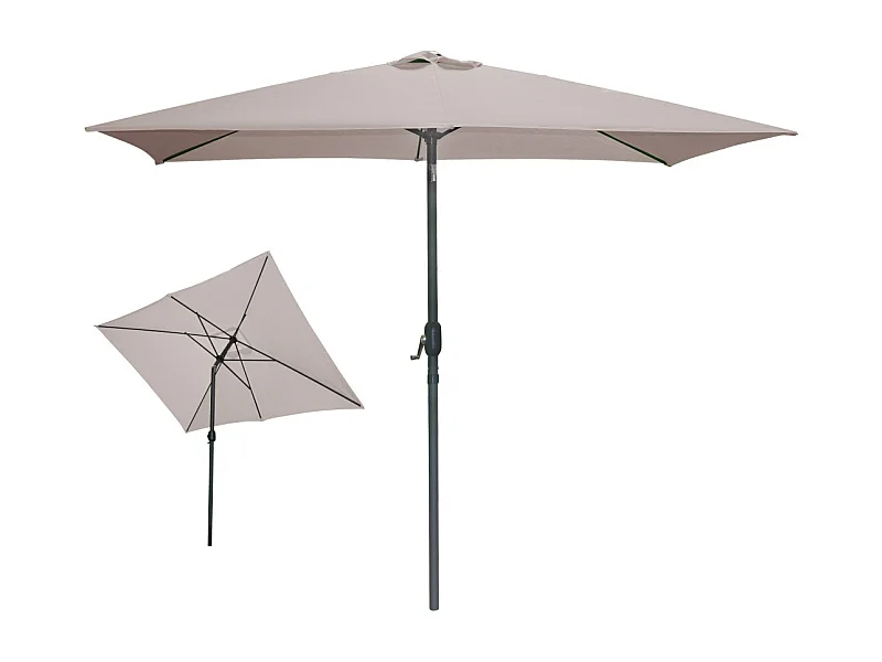 Parasol inclinable rectangulaire taupe 200x300x250 cm – Toile 180 g/m² déperlante