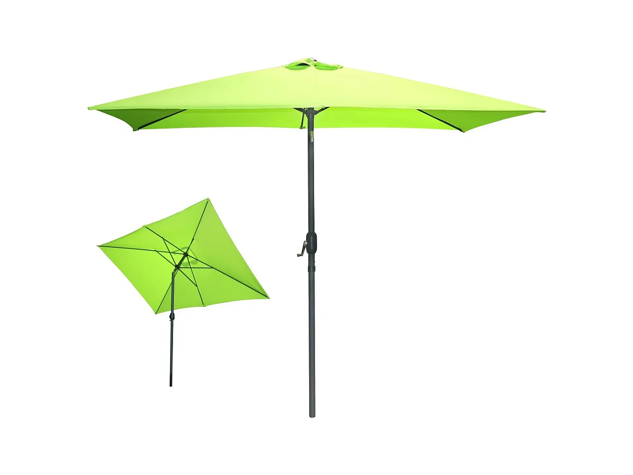Parasol inclinable rectangulaire vert pomme 200x300x250 cm – Toile 180 g/m² déperlante