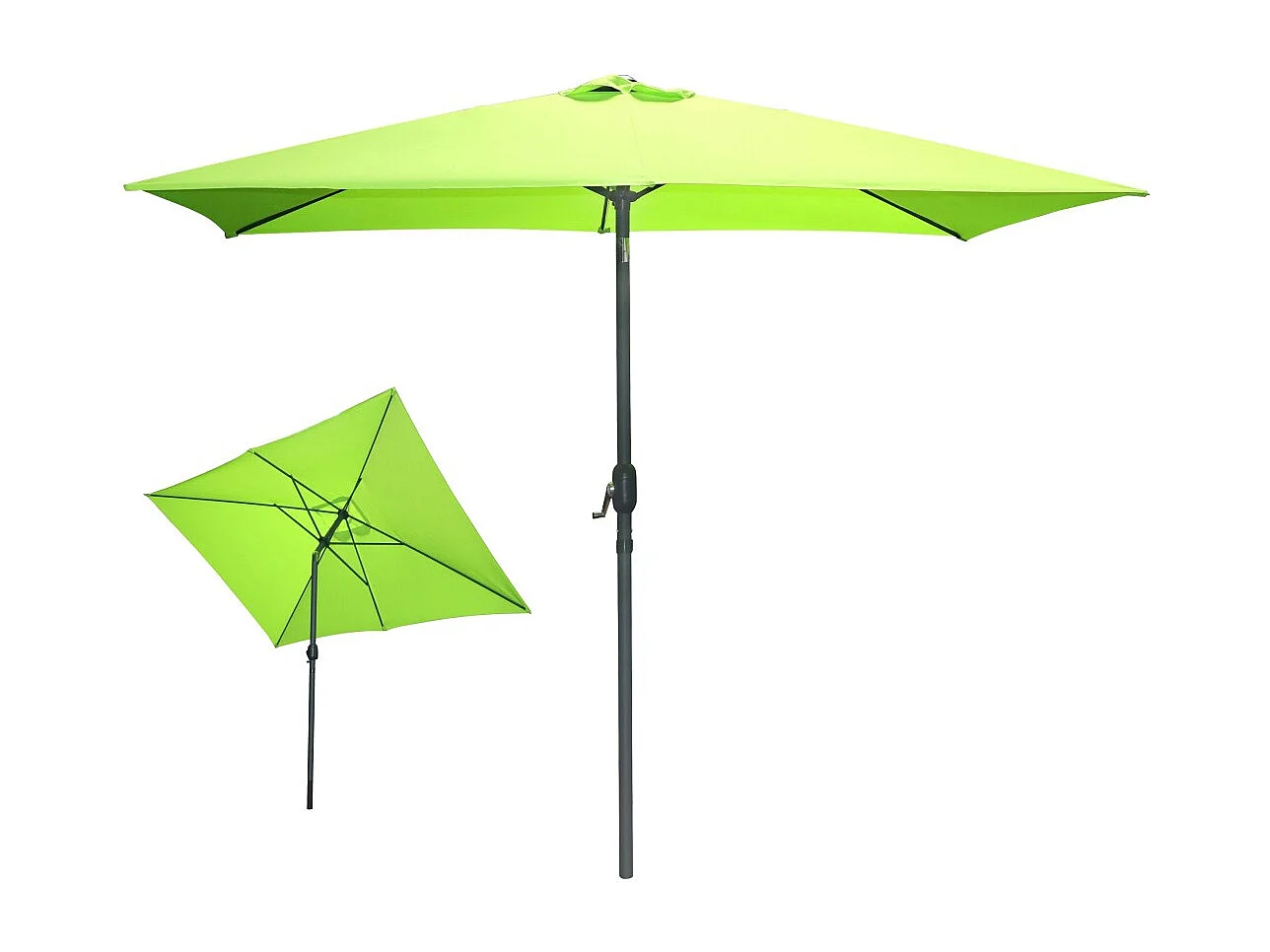 Parasol inclinable rectangulaire vert pomme 200x300x250 cm – Toile 180 g/m² déperlante