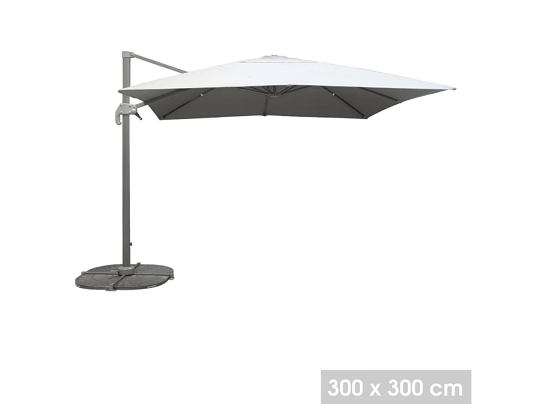 Guarda-sol descentrado quadrado cinza claro 300x300cm