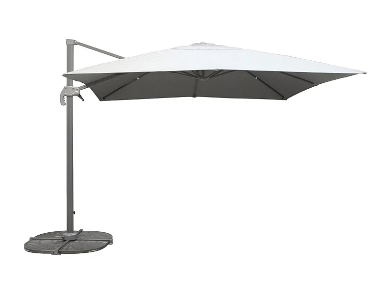 Parasol décentré carré gris clair 300x300x255 cm – Couverture polyester 250 g/m²