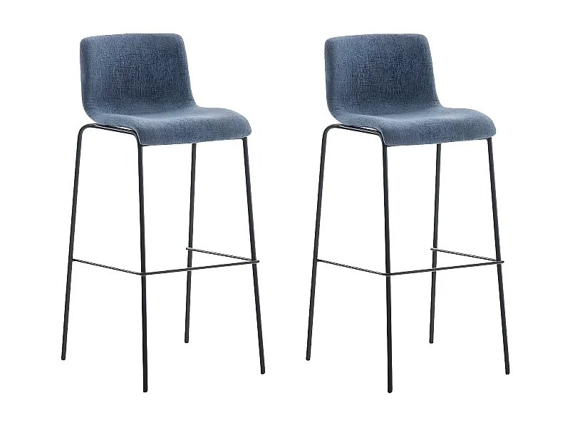 2er Set Barhocker - Stoff & schwarz - blau - Hover