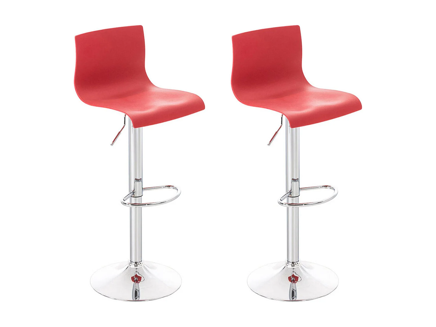 Lot de 2  Tabouret de bar - Plastique & Métal chromé - Rouge - Hover