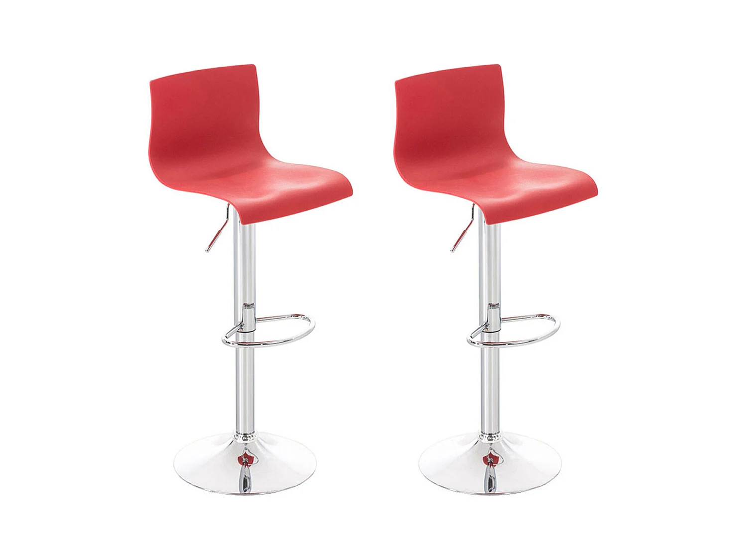 Lot de 2  Tabouret de bar - Plastique & Métal chromé - Rouge - Hover
