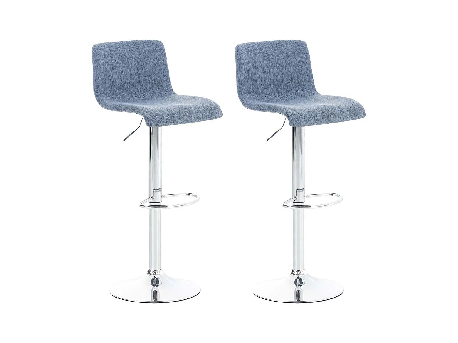 Set van 2  Barkruk - Stof & Metaal in chroomoptiek - blauw - Hover