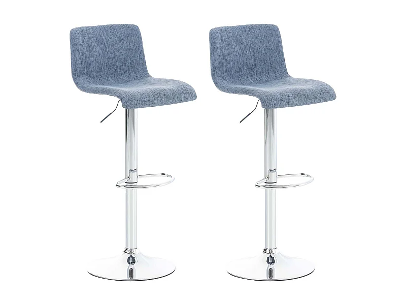 Lot de 2  Tabouret de bar - Tissu & Métal chromé - Bleu - Hover