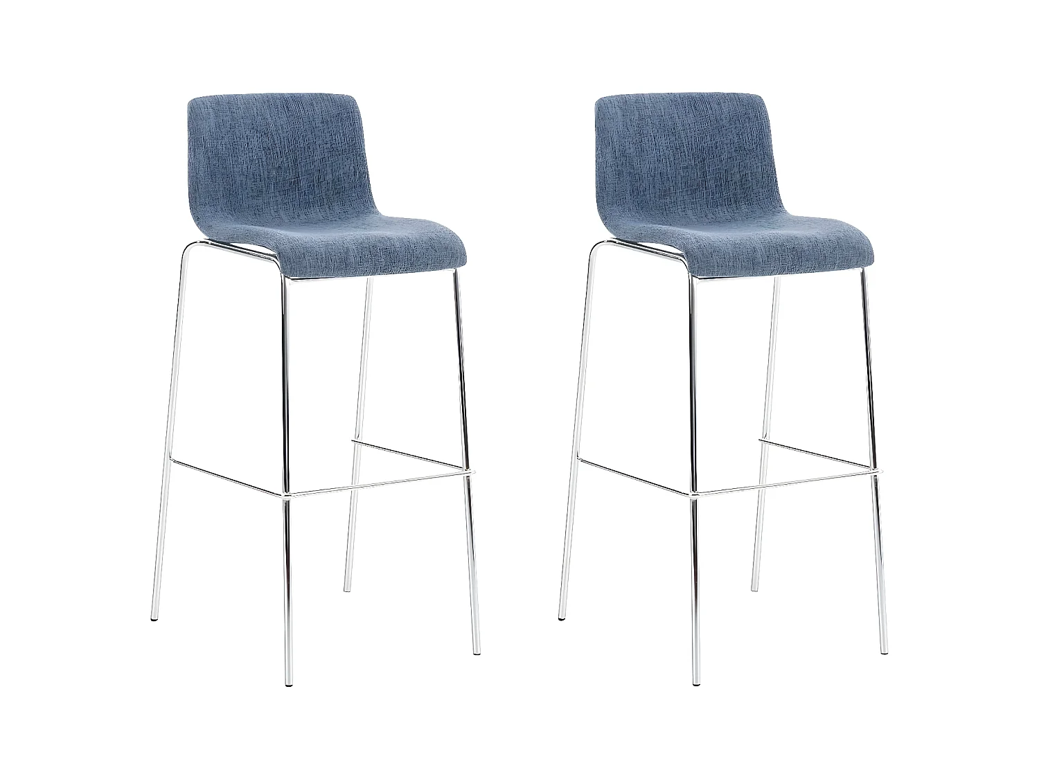 Set van 2  Barkruk - Stof & chroom - blauw - Hover