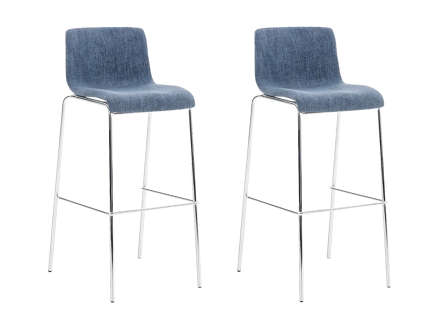 Lot de 2  Tabouret de bar - Tissu & Chrome - Bleu - Hover