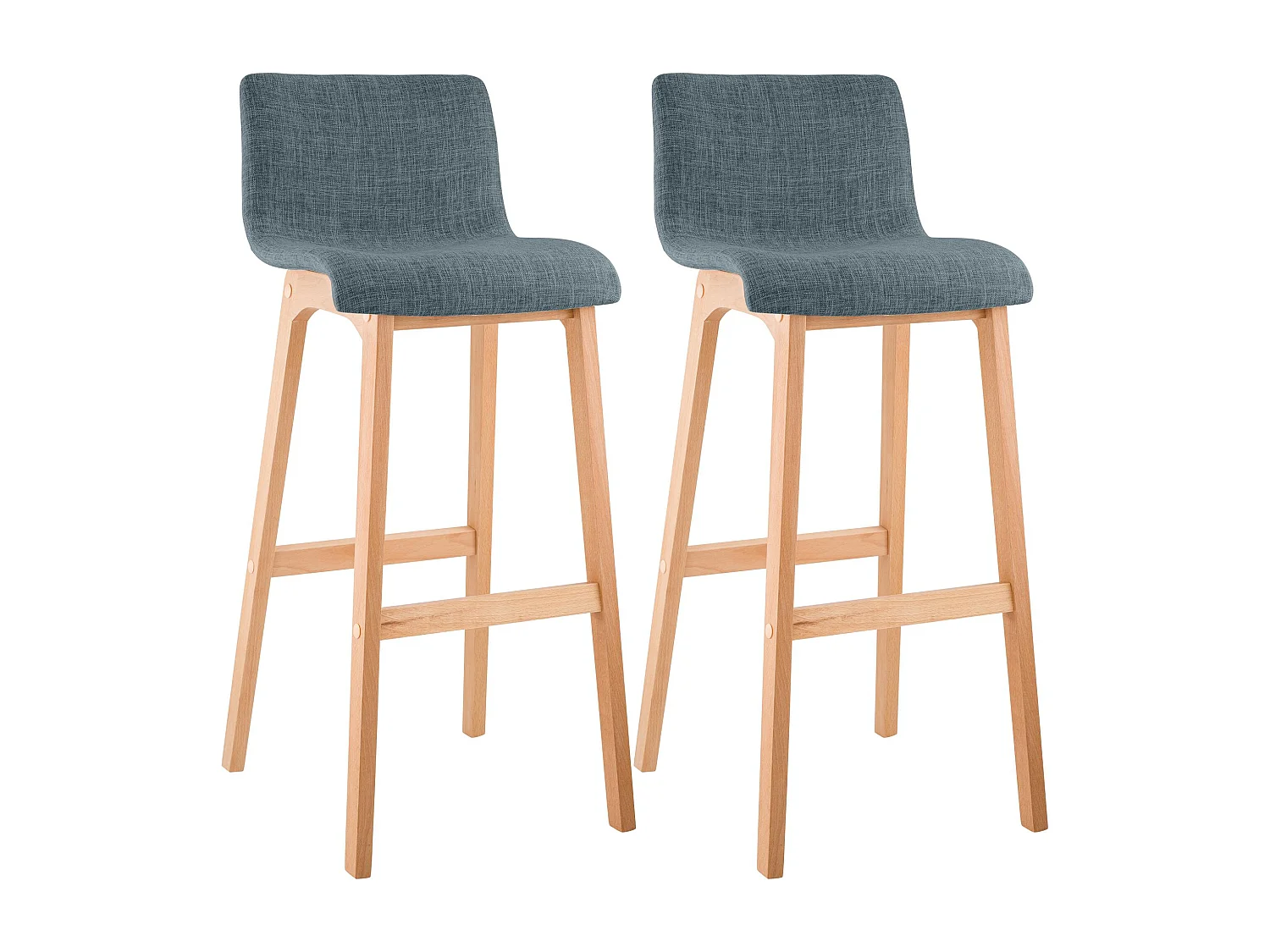 Lot de 2  Tabouret de bar - Tissu - Bleu - Hover
